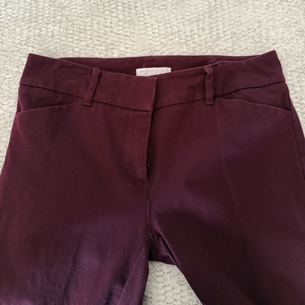 New York & Company Deep Red Stretch Pants